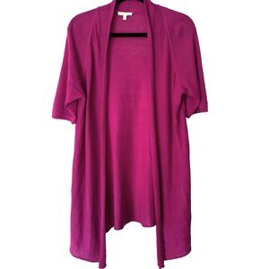 Eileen Fisher Cardigan M Pink Linen Open Front Asymmetric Lagenlook Coastal Boho